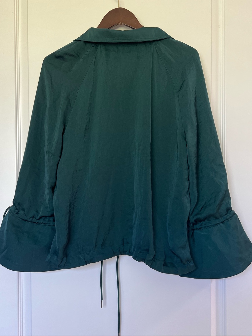Halogen Emerald Green Flared Bell Sleeve Zip Utility Windbreaker Womens Jacket M - Picture 2 of 5
